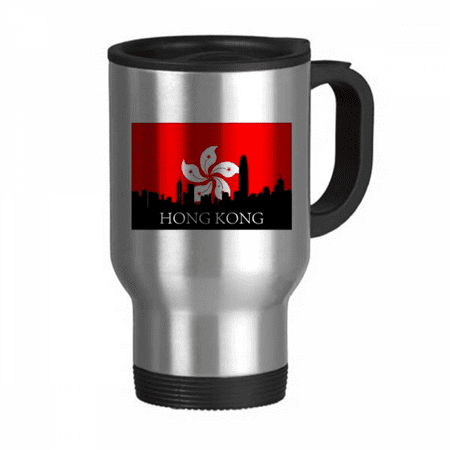 

Hong Kong Architectural Landscape Outline Travel Mug Flip Lid Stainless Steel Cup Car Tumbler Thermos