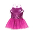 thumbnail image 3 of Aislor Girls Sequins Mermaid Costume Criss Cross Back Fishscale Leotard Tutu Ballet Dress Princess 3-10 Rose Red 10, 3 of 7