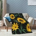 thumbnail image 4 of XMXT Flannel Throw Blanket, Sunflower Black Background Throw Blankets for Bed Couch Living Room, 50 x 70 inches, 4 of 9