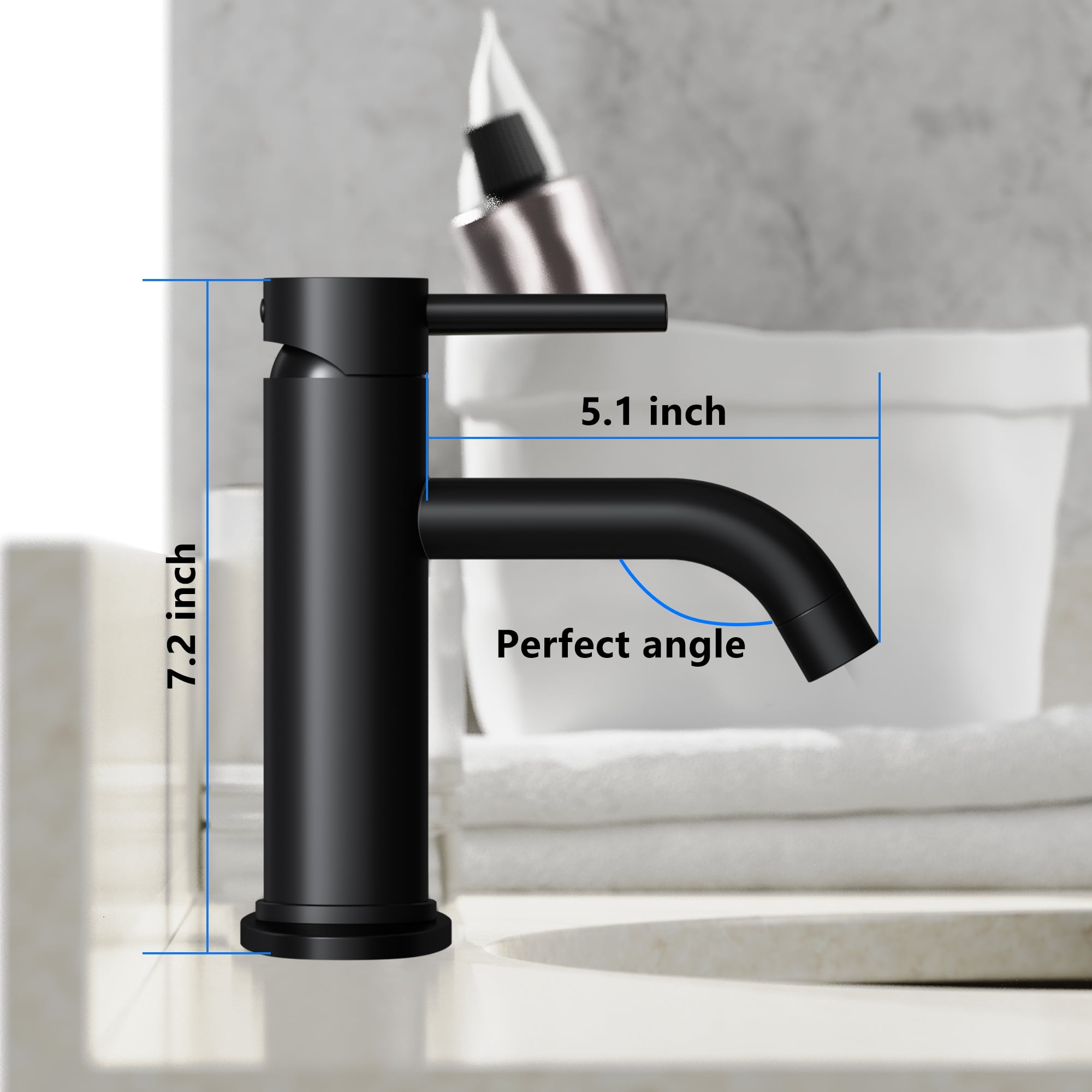 Matte Black Bathroom Sink Faucet Single Handle Bathroom Faucet Black Single Hole Vanity Faucet Modern RV Faucet Deck Mount 1 Hole or 3 Hole