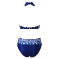 thumbnail image 3 of Gibobby Trajes de Baño Mujer Sujetador deportivo cruzado para mujer, ropa de playa con estampado de flores, conjunto de Bikini de baño con realce, traje (Azul,XL), 3 of 5