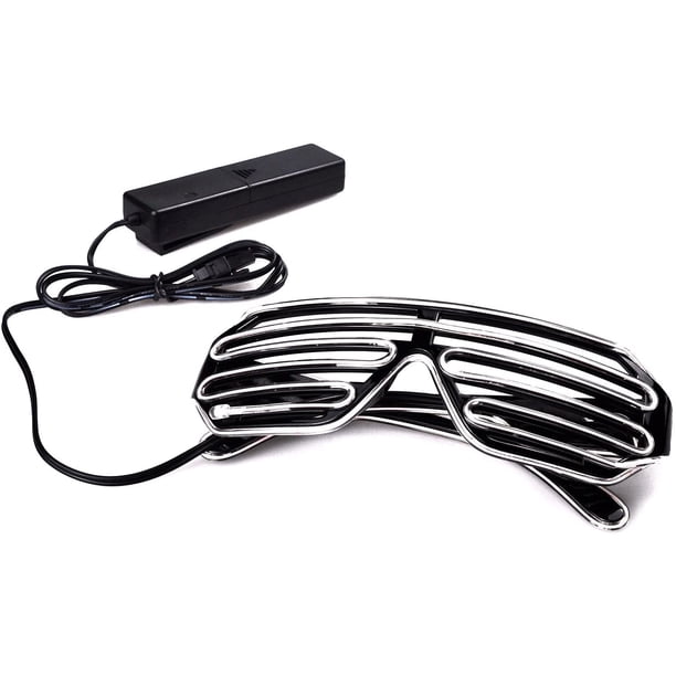 MIDYUID – Lunettes Lumineuses EL Wire Neon Clignotantes – 4 Modes – Pour Rave, Disco, Halloween, Concert, EDM – Piles AA