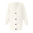 thumbnail image 4 of CUZIBR Womens Sweater Sweater Long Cardigan Soft V-Neck Long Sleeve Button Down Wool Coat Jacket Open Front Oversized Knitted Sweater Fall Fashion Winter Clothing,Beige,L, 4 of 4