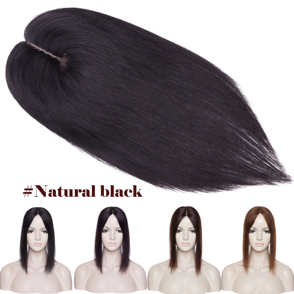 SEGO Clip in Hair Extensions Human Hair Toppers 100% Real Human Hair Topper for Thinning/Loss Hair Natural Black Hair Pieces