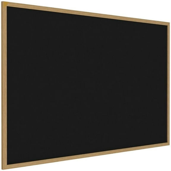 Pemberly Row Wood 3' x 4' Rubber Bulletin Board with Wood Frame in Black