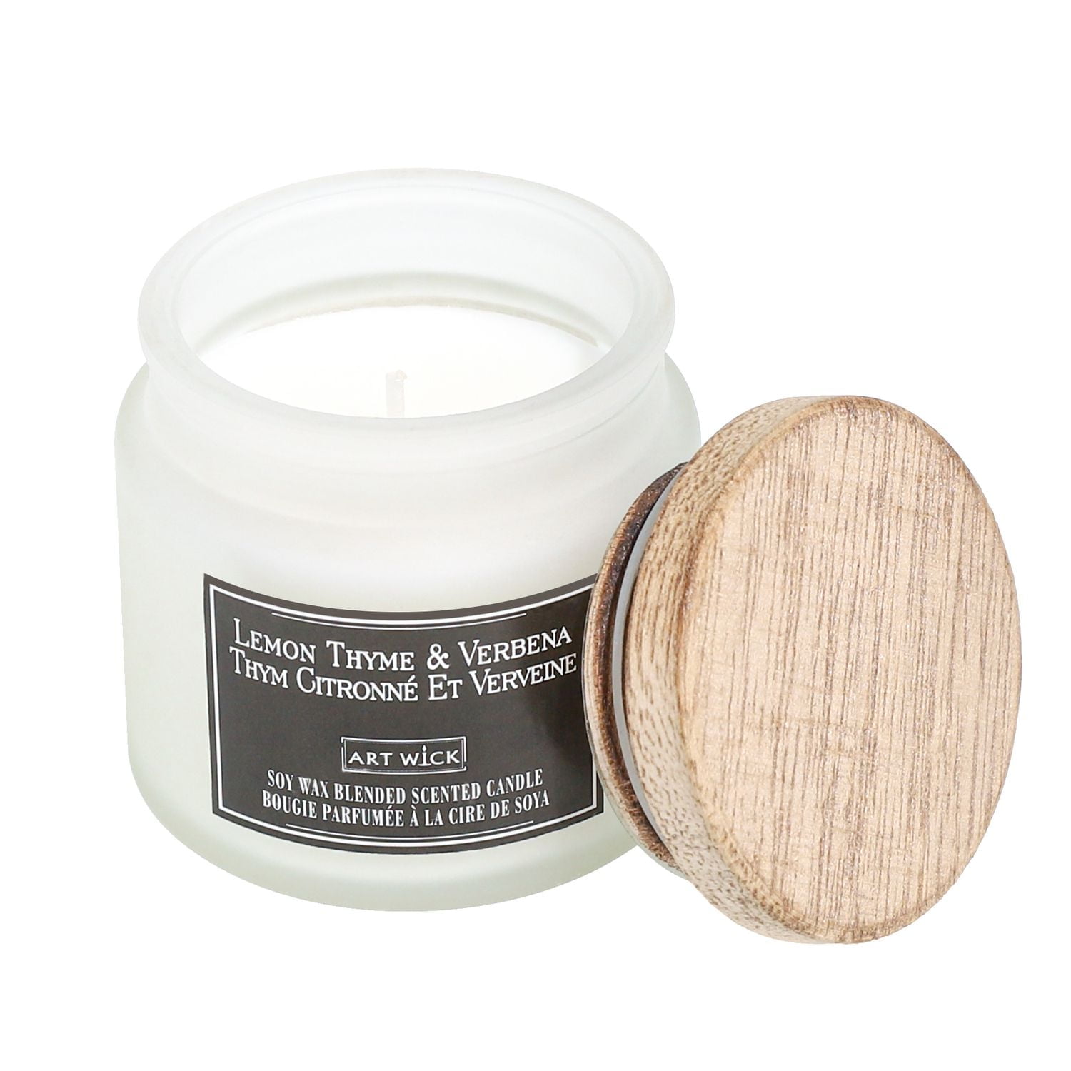 Art Wick 2.4OZ Thym au citron et cire de soja de verveine Bougie parfumée mélangée, 1 mèche de coton