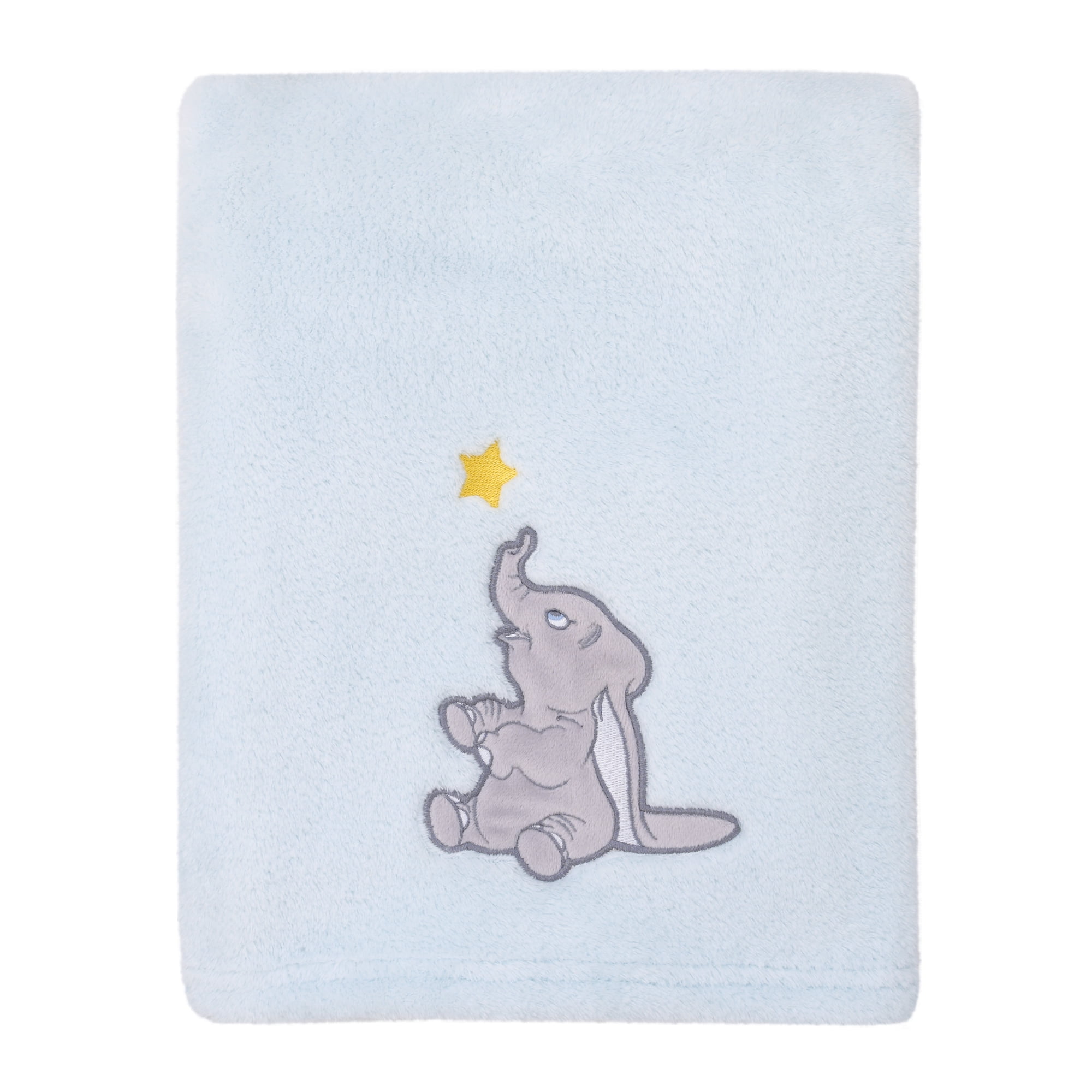 Disney Dumbo Shine Bright Little Star Baby Blanket, Aqua, Grey and Yellow, 30 x 40 Inches