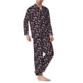 thumbnail image 2 of Sikiie Daisies Flowers Mens Pajama Set, Soft Warm Long Sleeve Sleepwear, Cozy Button-Down Pjs for Men-Large, 2 of 7
