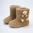 thumbnail image 2 of DMDUOU Children's Fuzzy Bootie Slippers Velvet Indoor Outdoor Warm Cozy Lined Slipper Sock Plush Ankle Snow Boots Brown 24, 2 of 8