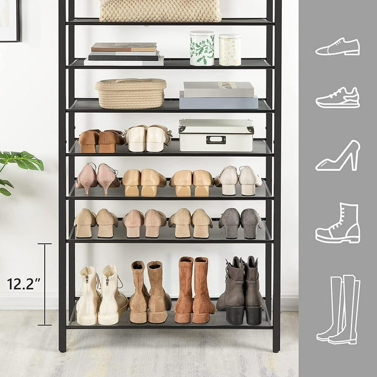 10-Tier Shoe Rack, Shoe Organizer for Closet, Entryway, Large Capacity Shoe  Shelf, for 36-40 Pairs of Shoes, Stable Sturdy, Shoe Storage with 9 Metal  Mesh Shelves, Rustic Brown 