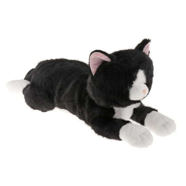 Almohada de gato, muñeco de peluche, animalito lindo, decorativo, cómodo, ideal para cumpleaños infantiles. Negro