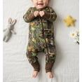 thumbnail image 3 of WIBACKER 3-24M Bamboo Newborn Baby Convertible Footie Pajamas, Toddler Footed Zipper Sleeper for Infant Baby Boys - 1PCS Forest Leaf, 3 of 9