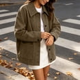 thumbnail image 5 of Edvintorg Women's Coats Plus Size Button Down Casual Jacket Long Sleeve Turndown Collar Loose Outerwear with Pocket Womens Fashion Coffee S-3XL, 5 of 9
