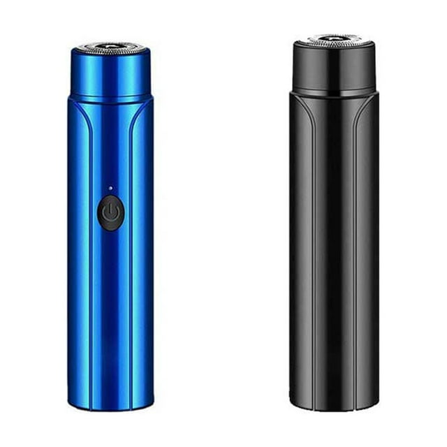 Man Mini Shaver Portable Battery Powered Rechargeable Business Travel Rotatable USB Interface Handheld Rotary Home Business Travel Trimmer Clippers Blue