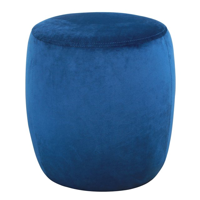 TOV Furniture la Collection de Saules Moderne Velours Rembourré Pouf Rond, Marine
