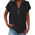 thumbnail image 6 of Black Womens Tops Women's Fashion Casual V Neck Down Short Sleeve Top T Shirt, 6 of 6