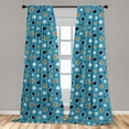 thumbnail image 4 of Ambesonne Funny Curtains, Cat Ghost Pumpkin on Stars, Pair of 28"x95", Orange Sea Blue and Apricot, 4 of 4