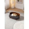 thumbnail image 3 of Dog Beds Scandinavian style Elevated Dog Bed Pet Sofa With Solid Wood legs and Bent Wood Back, cashmesh Cushion, Walnut wood, dark grey cashmere.,Cat Beds, 3 of 12