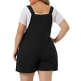 thumbnail image 4 of DARING DIVA Women's Plus Sleeveless Square Neck Tie Shoulder Romper Shorts 1X Black, 4 of 6