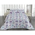 thumbnail image 2 of Ambesonne Roses Quilted Bedspread Set 3 Pcs, Pastel Flowers and Leaves Art, Queen, Mauve and Pale Blue Grey, 2 of 4