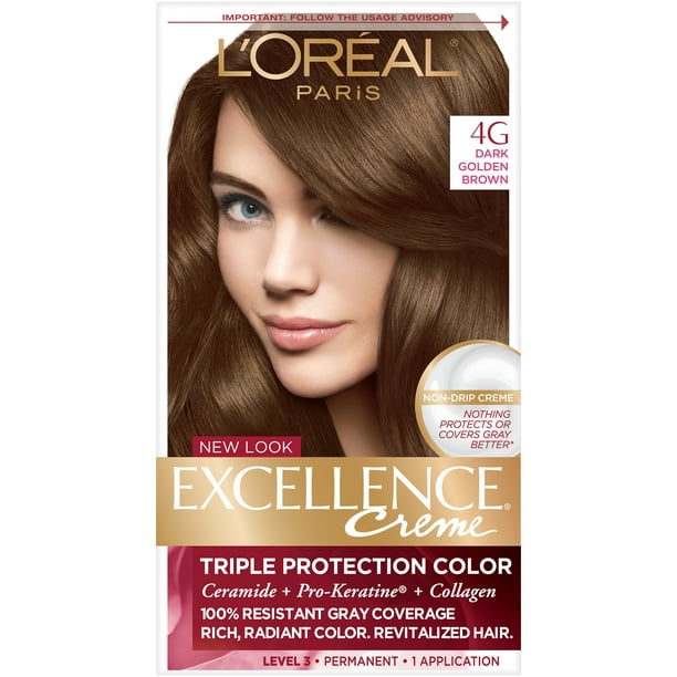 L'Oreal Paris Excellence Creme Permanent Hair Color, 4G Dark Golden Brown -  