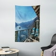 thumbnail image 1 of Travel Decor Tapestry, Long Seats in Terrace with Lake Sea View Summer Holiday Theme Print, Wall Hanging for Bedroom Living Room Dorm Decor, 40W X 60L Inches, Blue White and Green, by Ambesonne, 1 of 2