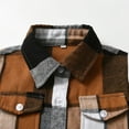 thumbnail image 5 of CUZIBR Toddler Boys Girls Shirt Coats Jacket Plaid Long Sleeve Kids Lapel Button Tops Outwear Fashionable Dailywear For Child, 5 of 9