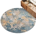 Beige Teal Copper Rust Round Living Room Rugs 7 ft, Abstract Vintage ...