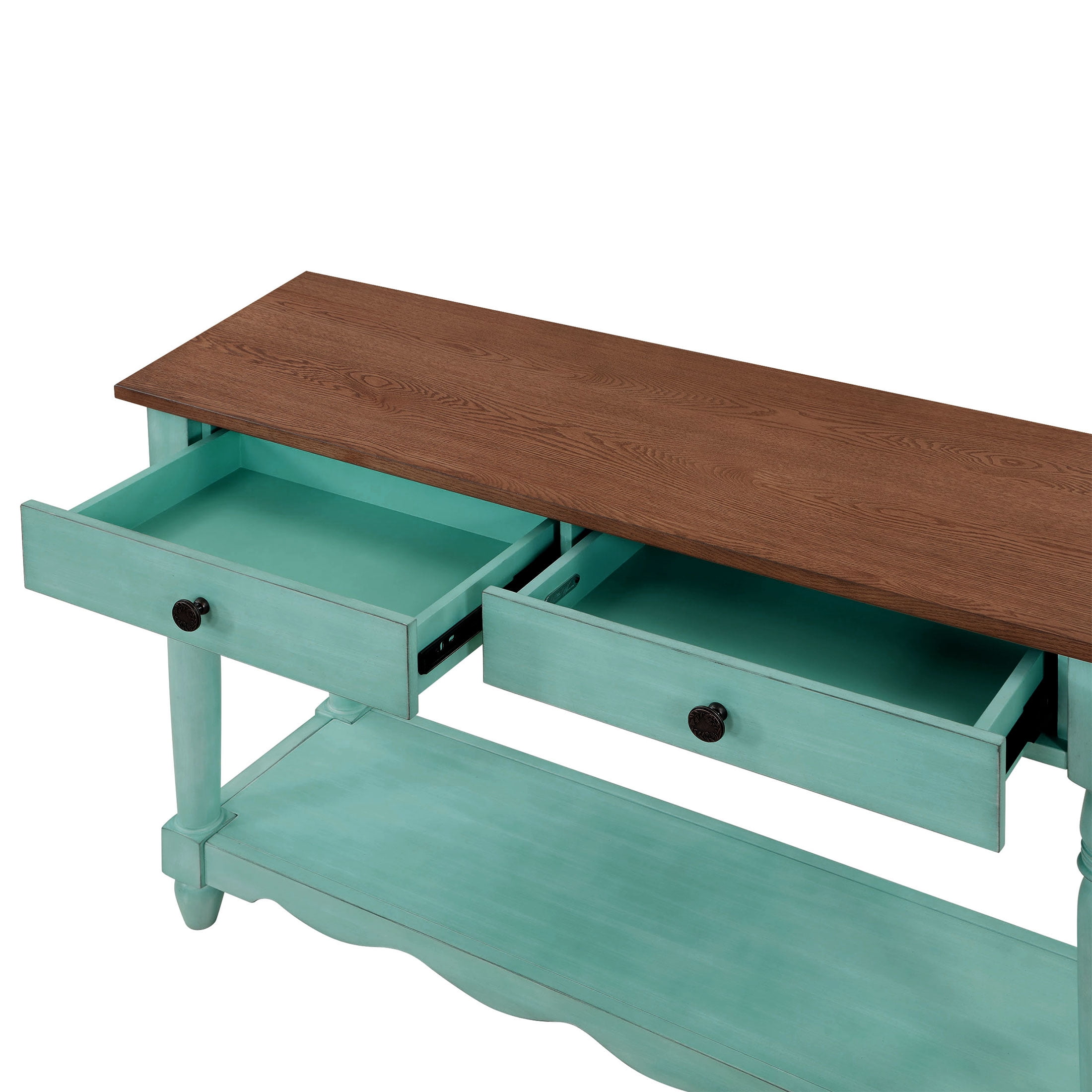 The Pioneer Woman Helen Console Table Made With Solid Wood Frame, Teal