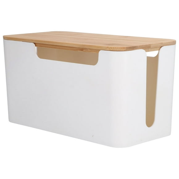 Uadme Organisateur de câbles Petite boîte de Gestion de câbles avec Couvercle en Bois Boîte de câbles de Sortie pour collecteur de câbles TV Câble Routeur Câble d'ordinateur Maison et Bureau