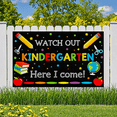 thumbnail image 6 of Colorful School Supplies Themed Backdrop Banner for Kindergarten Entrance Celebration Watch Out Kindergarten Here I Come Party Decorations Photography Props Classroom Background, 6 of 8