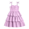 thumbnail image 3 of Glisme Kids Girls Dress Solid Color Sleeveless Halter Summer Comfortable Toddler Girls Dresses Size 11-12 Years Purple, 3 of 8