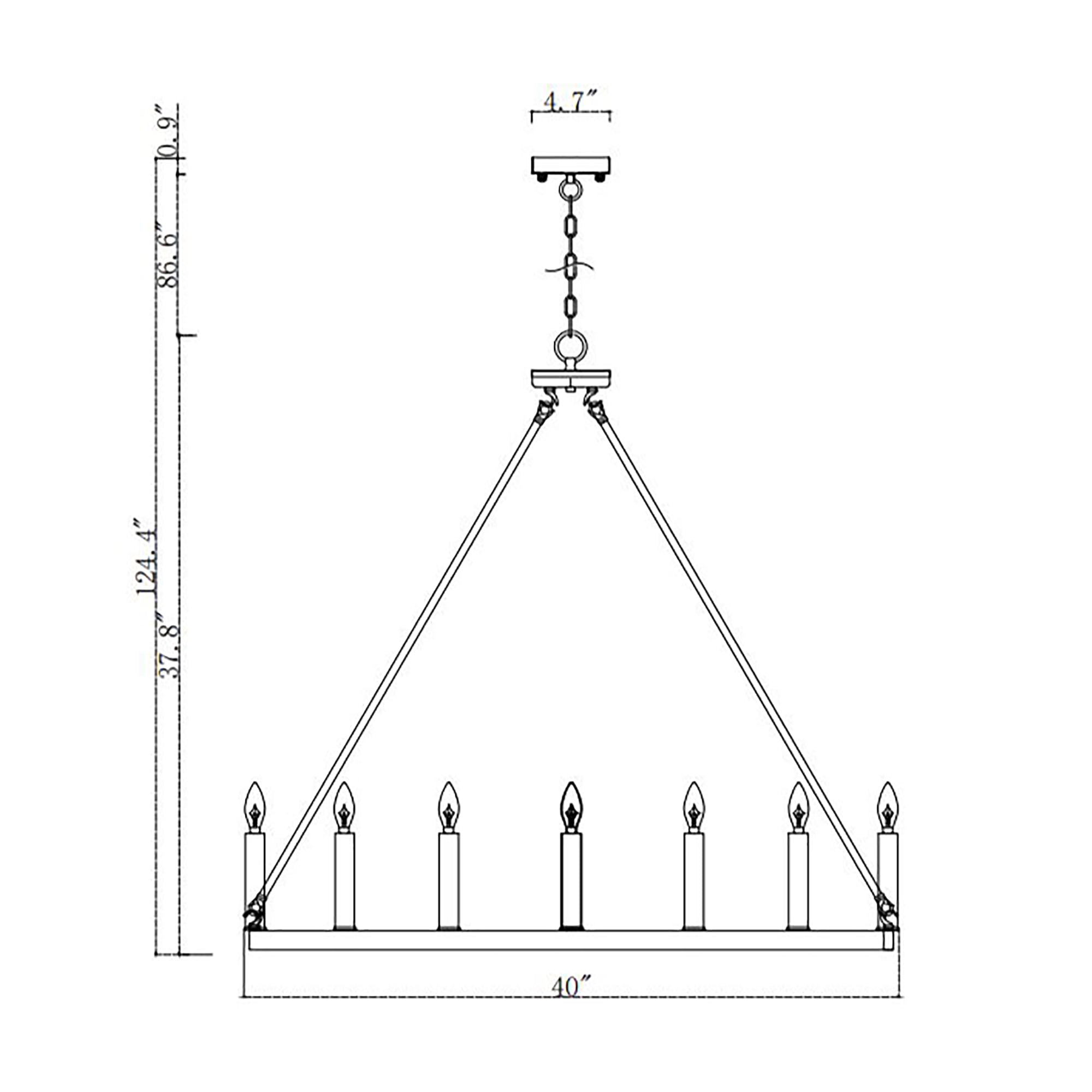 Bride 40 in. 12-Light Indoor Matte Black Finish Chandelier with Light Kit