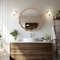 thumbnail image 4 of Wall Mirrors 23.62 inches Wood Round Wavy Wall Mirror Round Wall Mirror Scalloped Mirror -Large Decorative Wood Framed Hanging Circle Mirror Modern Farmhouse Decor for Bathroom,Living Room, Nursery D, 4 of 11