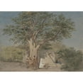 thumbnail image 2 of Willem de Famars Testas 24x19 Black Ornate Framed Double Matted Museum Art Print Titled: Hutje Under Tree in Kairo (1858), 2 of 5