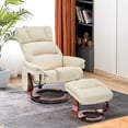 thumbnail image 2 of MCombo Swivel Recliners with Ottoman, Reclining TV Chairs with Vibration Massage, Faux Leather Ergonomic Lounge Chair for Living Room Bedroom 4832(Cream White), 2 of 9