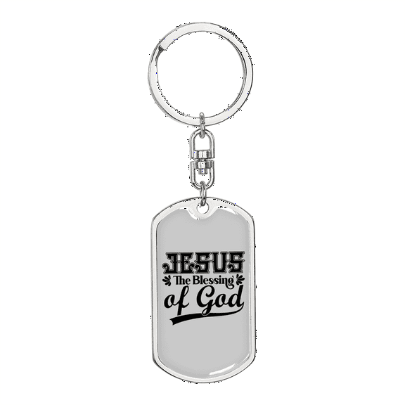 Jesus The Blessing Stainless Steel or 18k Gold Premium Swivel Dog Tag Keychain