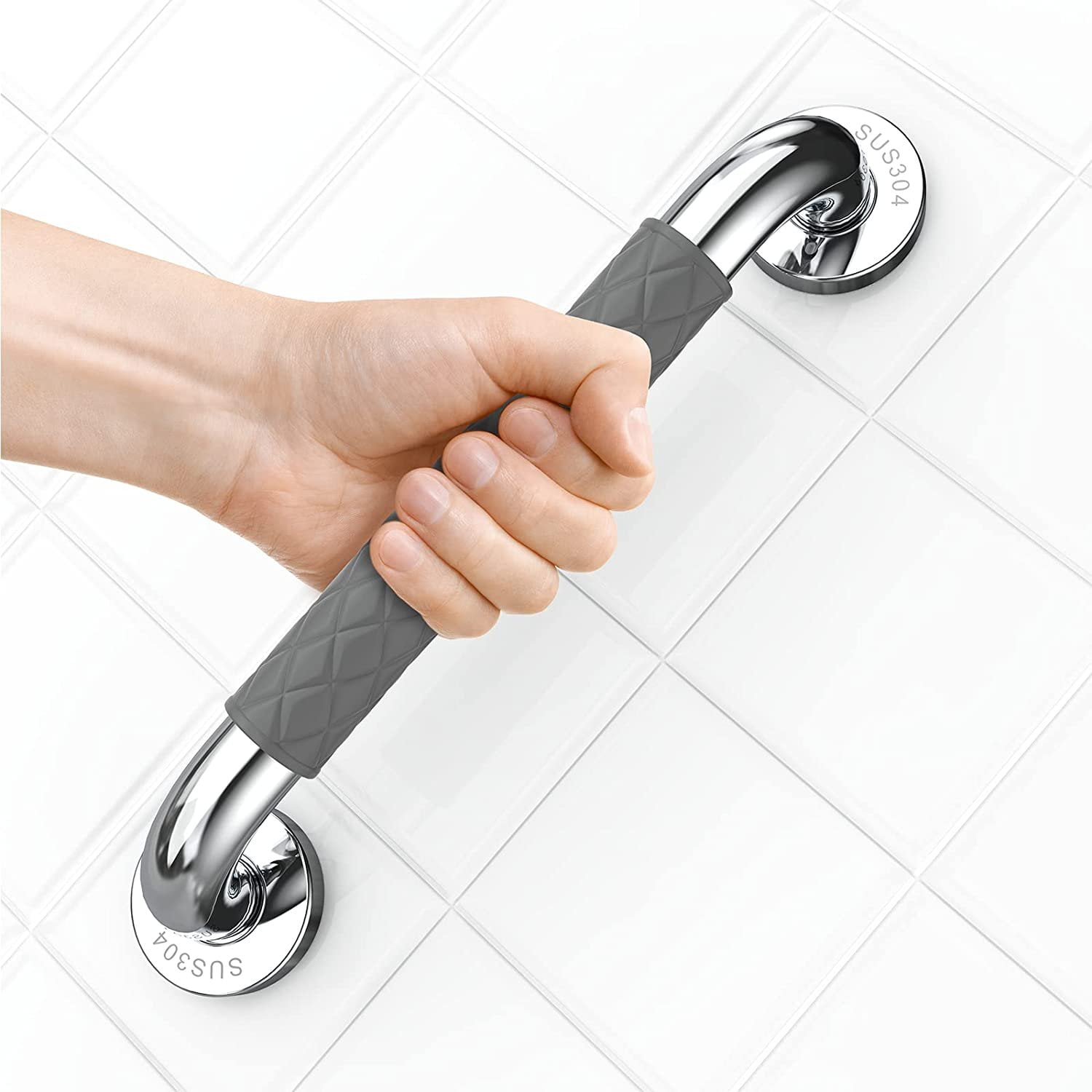 12-inch Grab Bars for Bathtubs and Showers, Black Anti-Slip Shower Handle for Elderly, Senior, Handicap and Pregnant Women Shower Grab Bar Shower Balance Bar Senior Assist Bath Handle