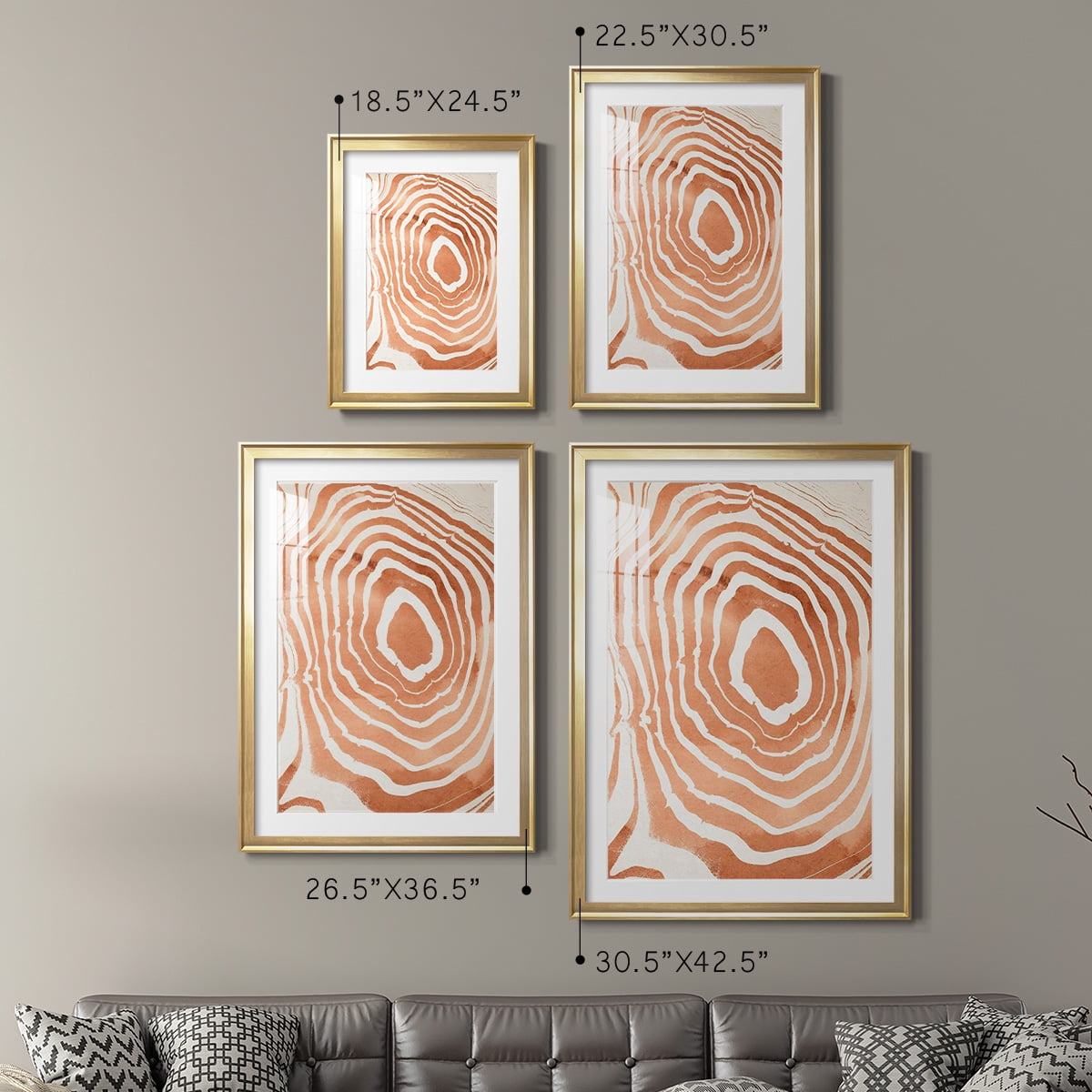 Wexford Home Wood Grain Suminagashi III Premium Framed Print, 30.5" x 42.5" - Ready to Hang, Gold (Set of 2)