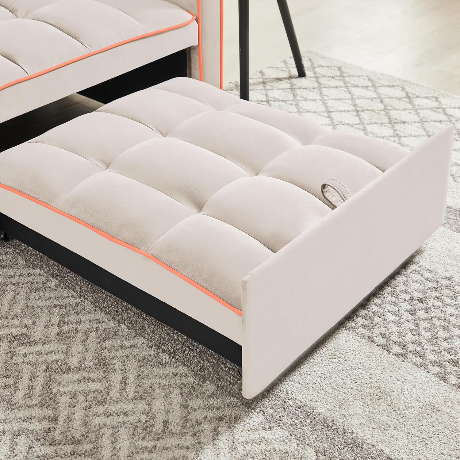 EPOWP Sleeper Chair, Pull Out Chair Sleeper with Adjustable Back & Pocket, Convertible Chairs Bed Sleepers for Adults, 3 in 1 Sofa Bed Chairs for Small Spaces, Living Room, White