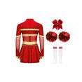 thumbnail image 2 of Ocealan Tenue de Meneuse de Claque de Noël pour Filles Enfants, Robe de Cheerleading, Uniformes avec Ensemble de Chaussettes à Pompon, Rouge A 8, 2 of 7