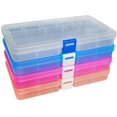 thumbnail image 1 of 15 compartimentos x 4 paquetes, caja de almacenamiento de plástico de 4 colores herramientas de joyería contenedor multiusos ajustable, 1 of 5