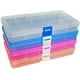 thumbnail image 1 of 15 compartimentos x 4 paquetes, caja de almacenamiento de joyería de plástico de 4 colores Contenedor de herramientas multiusos ajustable, 1 of 5