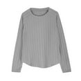 thumbnail image 5 of GaThRRgYP Summer Tops,Womens Tops Short Sleeve Blouse,Children's Solid Color Long Sleeve Round Neck Tops Blouses Shirts Gray 5 Years, 5 of 9