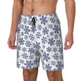thumbnail image 1 of Balery Dark Blue Snowflakes Bañador para hombre, shorts de playa de secado rápido con entrepierna y forro de compresión-Large, 1 of 6
