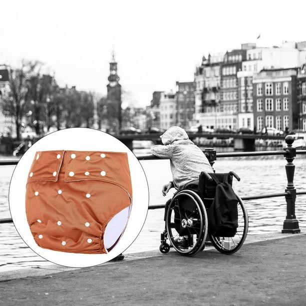 Pañal ajustable para adultos Lavable para incontinencia para proteger de TPU Sin Fácil de Impermeable Reutilizable Ropa interior para ancianos marrón Yinane Pañal adulto