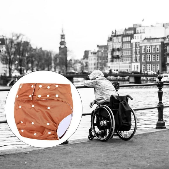 Pañal de tela reutilizable para adultos para incontinencia, elástico lavable, fácil de secar, pantalones con fugas para personas mayores, cintura para marrón