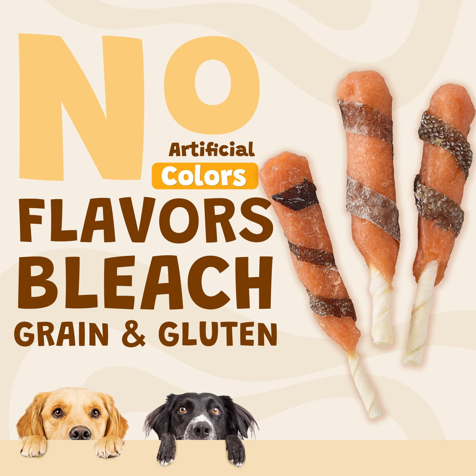 (2 pack) ASMPET Chicken Wrapped Dog Treats, Rawhide & Cod Skin Dental Chew, 10.6 oz
