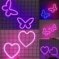 thumbnail image 2 of 1 pieza de luz LED de neón con forma de mariposa que funciona con USB o pilas, ideal para habitación de niña, cumpleaños, Navidad, bodas, fiestas, regalo de San Valentín, 2 of 8