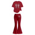 thumbnail image 3 of JIAYUE Outfit Sets For Children Cartoon Print Short Sleeve Crew Neck Pullover T Shirt Flared Pants Elegant For Little One Modern Outfit, 3 of 5